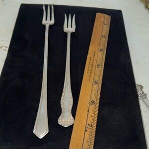 2 Antique silver plate pickle forks Rogers AA & Silverplate